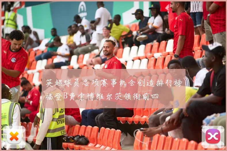 英超球员各项赛事机会创造排行榜福登B费索博维尔茨领衔前四
